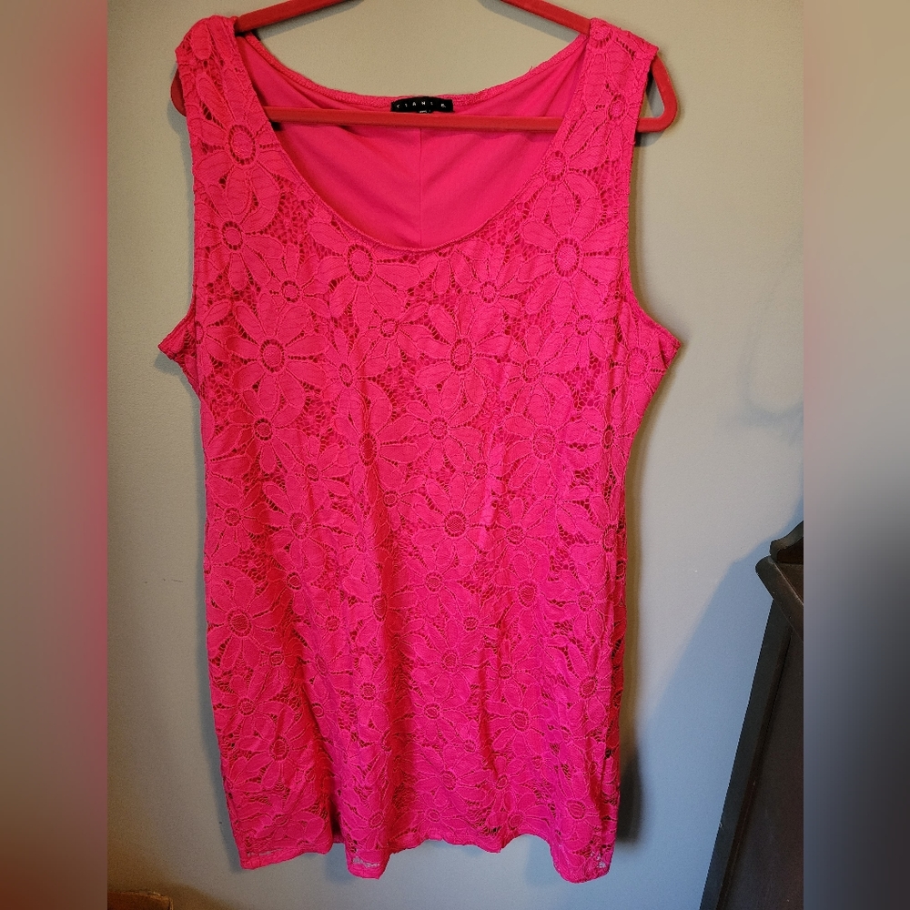 Tiana B Pink Floral Daisy lace Dress XXL